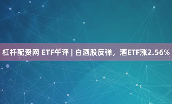 杠杆配资网 ETF午评 | 白酒股反弹，酒ETF涨2.56%