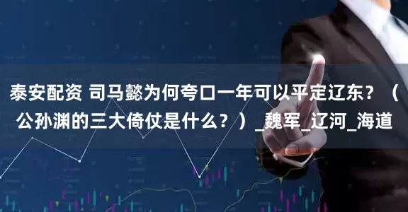 泰安配资 司马懿为何夸口一年可以平定辽东？（公孙渊的三大倚仗是什么？）_魏军_辽河_海道